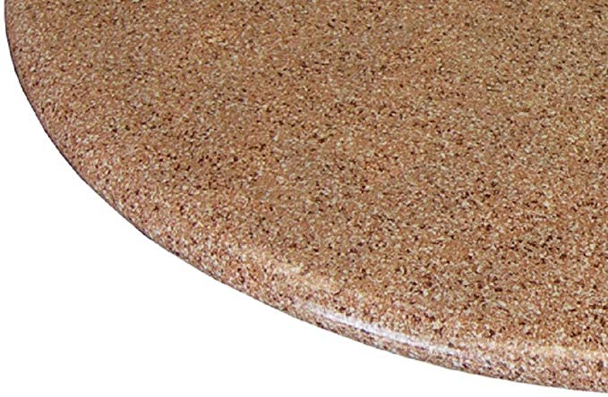 Table Cloth Round 36" to 48" Elastic Edge Fitted Vinyl Table Cover Polished Granite Pattern Tan