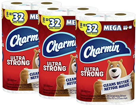 Charmin Ultra Strong Toilet Paper, 24 Mega Roll Bath Tissue, 3 Packs of 8 Mega Rolls, 264 Sheets Per Roll