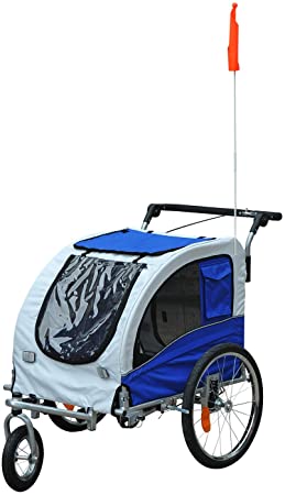 Aosom Elite II 2-in-1 Pet Dog Bike Trailer and Stroller with Suspension and Storage Pockets