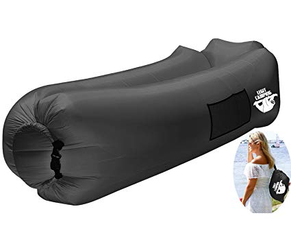 Legit Camping Inflatable Lounger by with Carrying Bag & Pockets for Indoors/Outdoors – Inflatable Couch & Air Chair with Headrest & Securing Stake- for Camping Beach or Pool