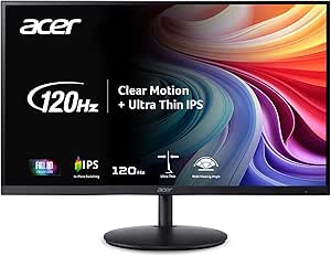 Acer SH242Y G0bih 23.8" IPS Full HD (1920 x 1080) Ultra-Thin Gaming Office Monitor | Adaptive-Sync Support (FreeSync Compatible) | Up to 120Hz Refresh | 1ms (VRB) | Adjustable Stand | HDMI & VGA Ports