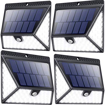 82 LED Solar Lights Outdoor, Solar Motion Sensor Light Outdoor Flood Night Light Wireless Waterproof Solar Powered Outside Solar Security Wall Lights for Front Door, Yard, Deck, Porch, 4 Pack LUSCREAL