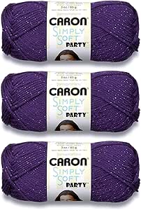 Caron Simply Soft Party Yarn (3-Pack) Purple Sparkle H97PAR-6