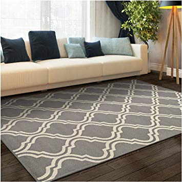 Superior Designer Double Trellis Area Rug, 3' x 5', Grey