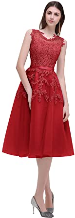 Babyonline Women's Sleeveless Tulle Appliques Short Evening Cocktail Gowns