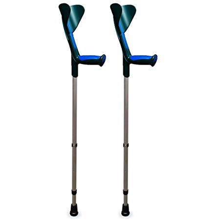 ORTONYX Forearm Crutches 1 Pair - Ergonomic Handle with Comfy Grip - High Density Sturdy Aluminum - 308lb Max