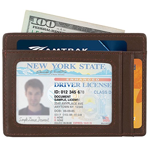 Kinzd Slim Leather RFID Blocking Front Pocket Wallet Credit Card Holder