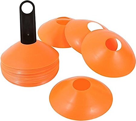 Trademark Innovations Plastic Disc Cone Sports Training Gear with Carrier, Pack of 24