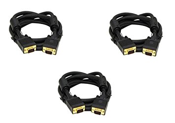 C&E 3 Pack, 15 Feet, VGA Male to Male Black, with ferrites Black, CNE503592