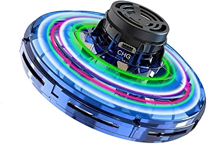 Mini Drone Flying Toy-UFO Drone Helicopter Flying Spinner for Kids or Adults, Free Flight Paths with 360° Rotating and Shinning Led Lights Use for Group, Indoor, Outdoor (Blue)