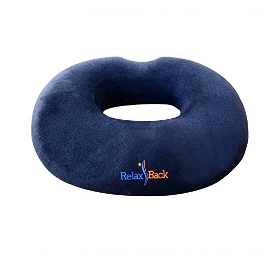 Hemorrhoid Donut Seat Cushion (Memory Foam) | Back Support, Prostate, Pregnancy, Tailbone and Sciatica Pain Relief, Washable Cover