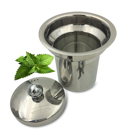 Extra Fine Mesh Large Multi Cup Tea Infuser Steeper With Lid - Perfect for Teapots or Mugs - Stainless Steel Filter Strainer for Teavana & Loose Leaf Tea Leaves