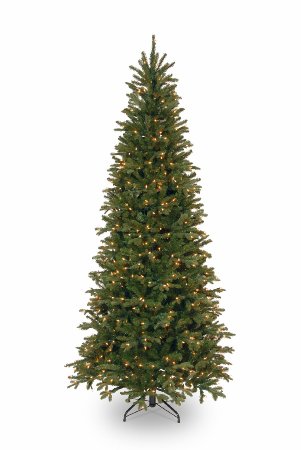 National Tree Company 7-1/2-Feet Tiffany Fir Slim Tree with 600 Clear Lights