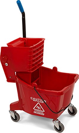 Carlisle 3690805 Mop Bucket with Side Press Wringer, 26 Quart / 6.5 Gallon, Red