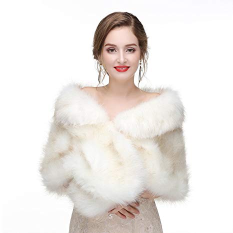 Faux Fur Shawl Wedding Fur Wraps and Shawl Bridal Fur Stole Fur Cape for Brides and Bridesmaids
