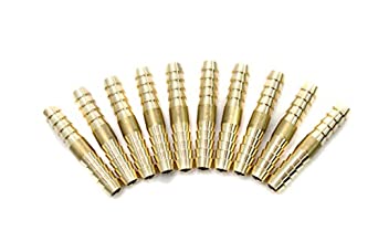 LTWFITTING Brass Barb Splicer Mender 1/4-Inch Hose ID Fitting Air Water Fuel Hose Joiner(Pack of 10)