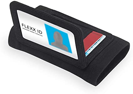 FLEXX ID MONTY: Hands Free secure way to hold ID/access badge 3 card slots with Zipper Pocket[Black]