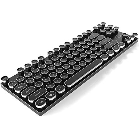 ARTIX LED Backlit Keyboard, Mechanical Retro Typewriter Inspired Style with Blue Lights, Metal Base, Round Keycaps (Medium)
