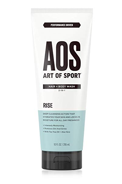 Art of Sport Hair and Body Wash with Tea Tree Oil and Aloe Vera, Rise Scent, 2-in-1 Shampoo and Shower Gel, Use as Body Soap and Face Wash, 10 oz