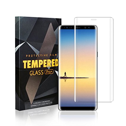 Galaxy Note 8 Screen Protector, Tempered Glass [Case Friendly] 3D Curved Edge Ultra Clear 9H Hardness [No Bubbles] [Scratch] [Anti-Glare] [Anti Fingerprint]