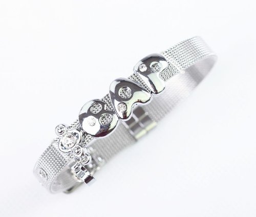 Fanstown Kpop accessories handmade titanium letter diamond heart wristband bracelet EXO Shinee BTS GOT7