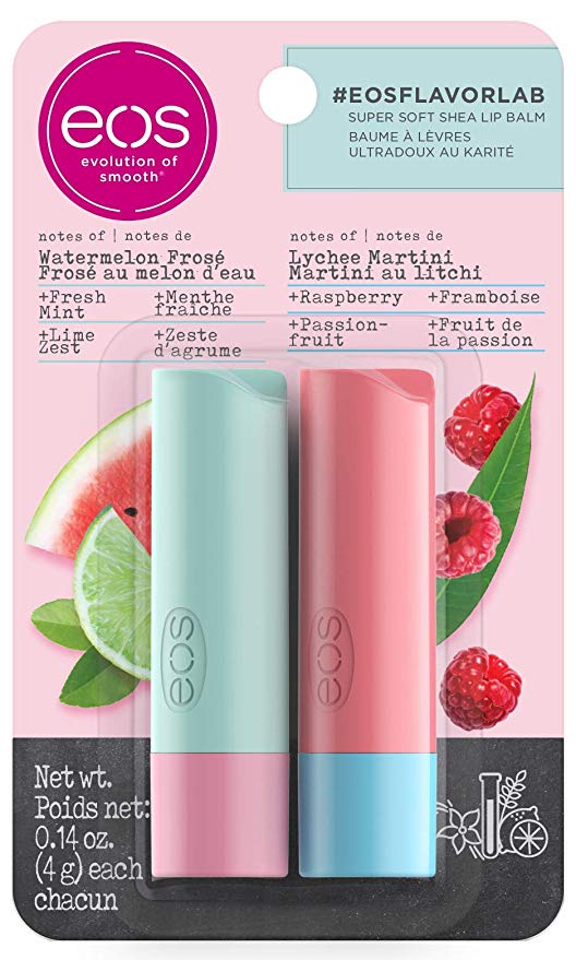 eos flavorlab Stick Lip Balm - Summer Watermelon & Lychee Martini Stick | Deeply Hydrates and Seals in Moisture | 2-Pack