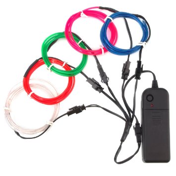 Zitrades El Wire White Blue Red Green Pink Super Bright Portable El Wire Kits With AA Battery Inverter For Burning Man Halloween Christmas Party Decoration