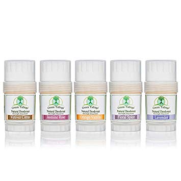 Green Tidings Natural Organic Deodorant - 5 Pack - Extra Strength, All Day Protection - Vegan - Cruelty-Free - Aluminum Free - Paraben Free - Non-Toxic - Sampler Pack of 5 Different Scents - 1 oz each