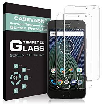 [2-PACK] CASEVASN For Motorola Moto G5 Plus Screen Protector [Tempered Glass] 9H Hardness with Lifetime Replacement Warranty