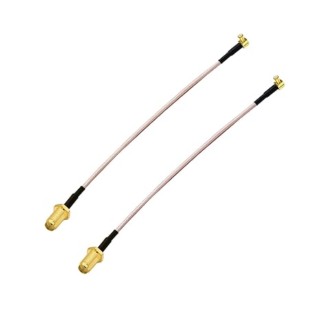 10Gtek 6 GHz SMA Cable, RG316, SMA Female to MCX Male, Straight to Right Angle, 50-ohm, 0.5-m, Pack of 2