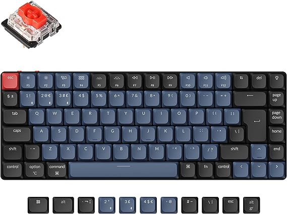 Keychron K3 Pro Ultra-Slim 75% ISO-UK-Layout QMK/VIA Wireless Custom Mechanical Keyboard, Hot-swappable Program RGB Backlight with Low-Profile Gateron Red Switch PBT Keycap for Mac Windows Linux