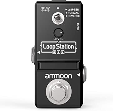 ammoon Looper Mini Guitar Looper Effect Pedal 10 Minutes Recording Time 3 Working Modes True Bypass Full Metal Shell with 1GB Memory Card - Black