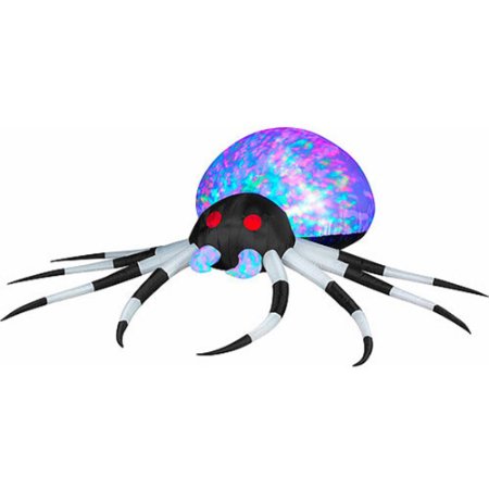 Gemmy Halloween Airblown Inflatable Wide Kaleidoscope Lightshow Spider, 8-Feet, Black/White