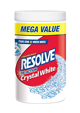 Resolve Oxi-Action Crystal White, Laundry Stain Remover, In-Wash Powder, Whites, 1.5 kg