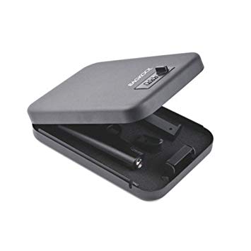 Pistol Safe,Portable Metal Travel Gun Safe Handgun Lock Security Box Case with Key Lock /3 Digits Combination Lock