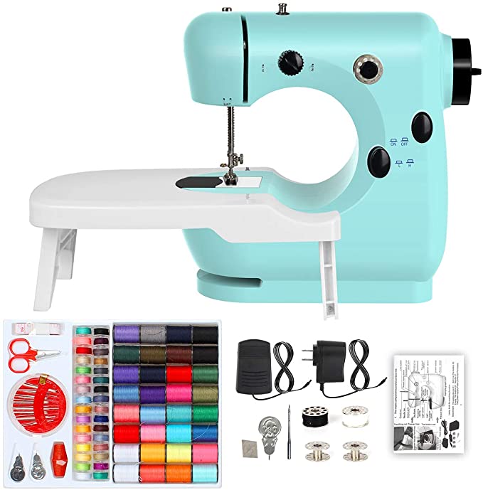 T-SUNUS Mini Sewing Machine 2 Speed Portable Electric Sewing Machine with Extension Table, Sewing Kits for Beginner