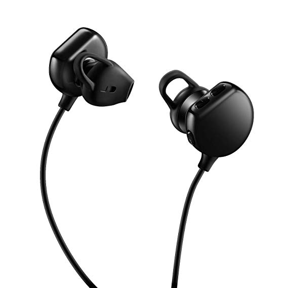 Bluetooth Headphones - Wireless Sport Earphones with Microphone - Haft in-Ear Stereo Noise Canceling Earbuds Compatible iPhone Xs, XS Max, XR, X, 8, 8 Plus, 7, 7 Plus, Samsung Galaxy (Black)