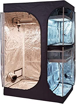 Oppolite 36"x24"x53" 2-in-1 Hydroponic Indoor Grow Tent Room Propagation High Reflective 600D Diamond Mylar Growing Plant w/Metal Corner (36"X24"X53")