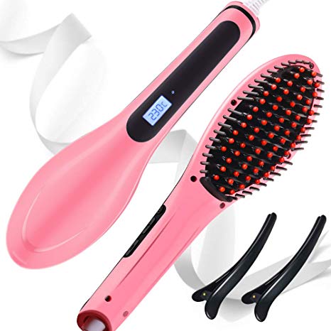 Hair Straightening Brush Beard Straightener Brush -Fast Natural Straight Hair Styling with Anti Scald/Scalp Massage/Auto Shut Off -Portable Straightening Comb for Home and Travel Gift for Women Girl