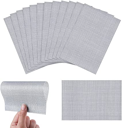 16 Pcs Window Screen Repair Kit 5 x 7 Inch Screen Repair Tape Self Adhesive Screen Repair Patch Fiberglass Replacement Screens for Windows Doors Tent Net to Cover Holes