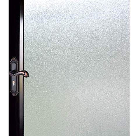 DuoFire Privacy Window Film Natural Frosted Glass Film Static Cling Glass Film No Glue Anti-UV Window Sticker Non Adhesive For Privacy Office Meeting Room Bathroom Living Room 23.6in. x 118in. S001