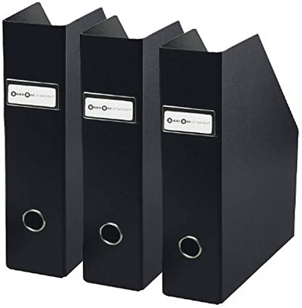 Bigso Fiona 3pc. Fiberboard Upright Magazine Storage Boxes, 10 x 12.5 x 3.3 in, Black