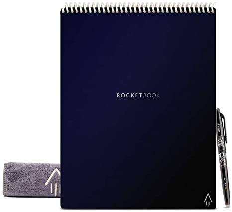 Rocketbook Flip - with 1 Pilot Frixion Pen & 1 Microfiber Cloth Included - Dark Blue Cover, Letter Size (8.5" x 11")