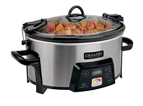 Crock-Pot 6-Quart Cook & Carry Digital Slow Cooker with Heat-Saver Stoneware, Brushed Stainless Steel, SCCPCTS605-S-A by BLOSSOMZ