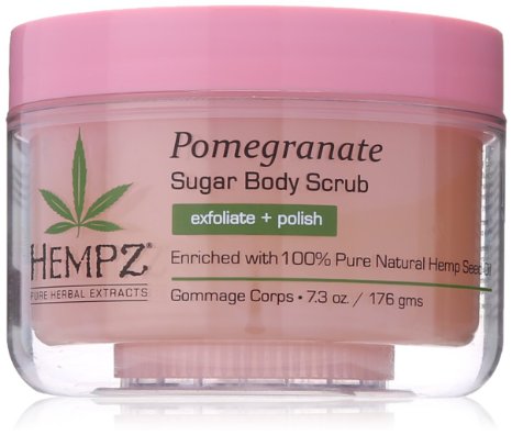 Hempz Herbal Sugar Body Scrub, Light Pink, Pomegranate, 7.3 Fluid Ounce