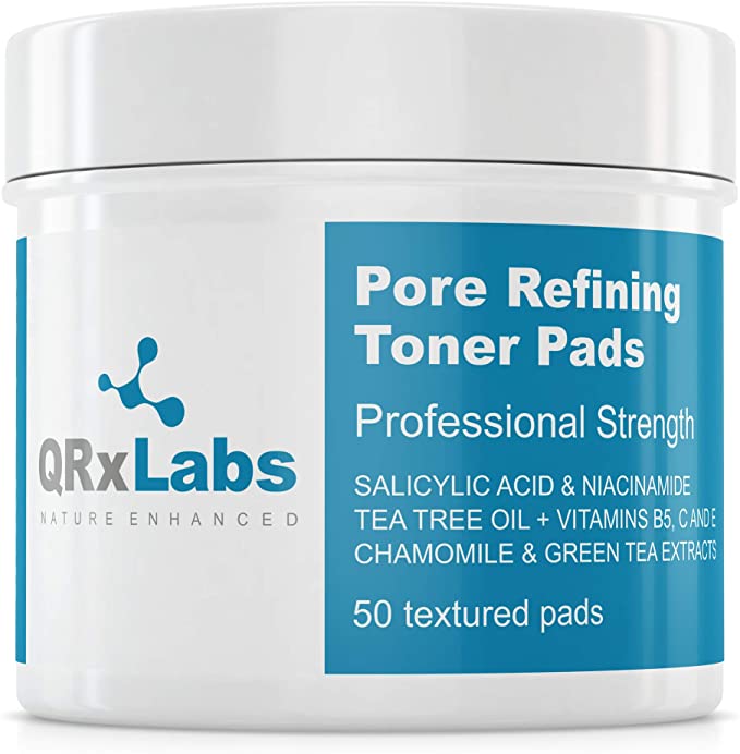 New! Pore Refining Toner Pads with Salicylic Acid and Niacinamide in a Witch Hazel Solution - Boosted with Vitamins B5, C & E, Chamomile & Green Tea - Help Reduce Inflammation and Enlarged Pores