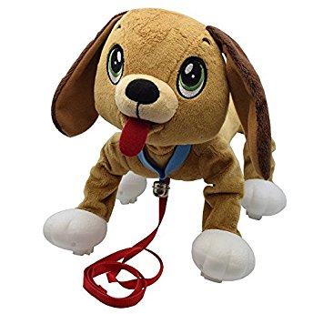 Peppy Pups - Stuffed Plush Dog That Walks Along With You - Kid Powered Dog Toy Includes Collar and Leash