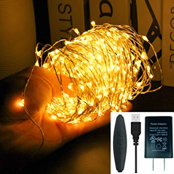 66ft 200 LED Fairy String Lights with UL588 USB Adapter for Bedroom Decor Christmas Patio Halloween Thanksgiving (Warm White)
