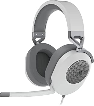 Corsair HS65 Surround Gaming Headset (Leatherette Memory Foam Ear Pads, Dolby Audio 7.1 Surround Sound On PC and Mac, SonarWorks SoundID Technology, Multi-Platform Compatibility) White