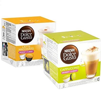 NESCAFÉ Dolce Gusto Skinny Latte Machiato and Skinny Cappuccino (Pack of 2, Total 36 Capsules)